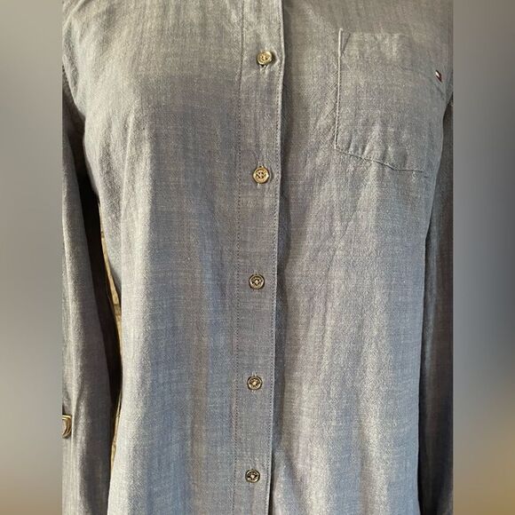 Tommy Hilfiger Light Blue Shirt with Red and White Accents - Picture 3 of 8